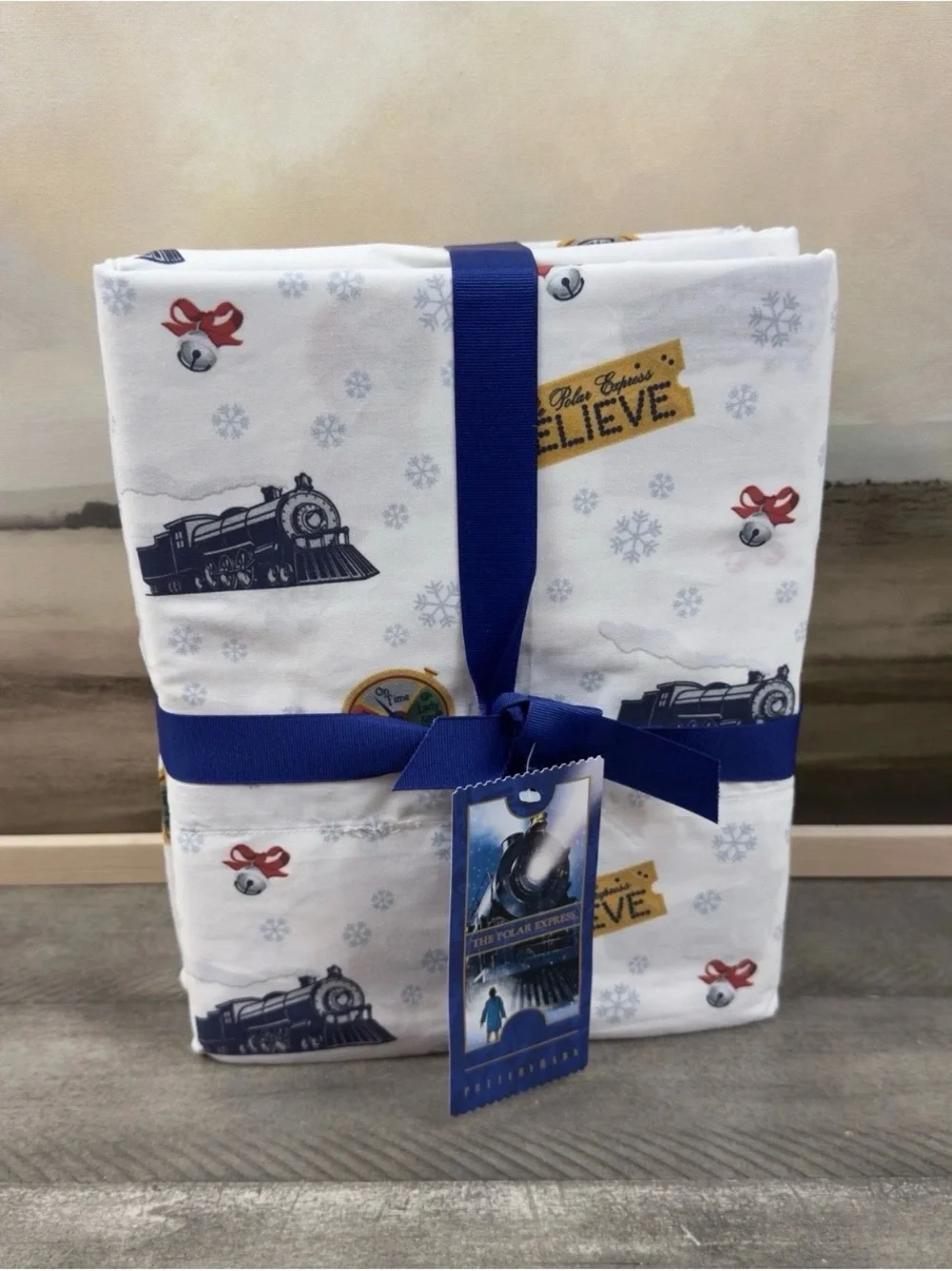 Pottery Barn The Polar Express Sheet Set Twin 3-piece Christmas Holidays NWT